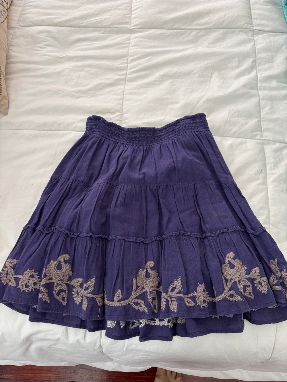 Old Navy Purple Tiered Embroidered Skirt